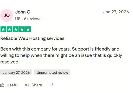 Trustpilot review from John O